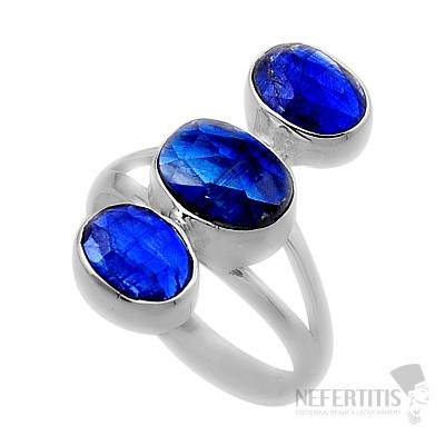Kyanit modrý brúsený prsteň striebro Ag 925 48363