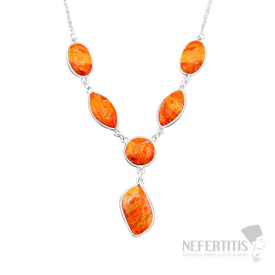 Tyrkys oranžový Mohave náhrdelník striebro Ag 925 49095