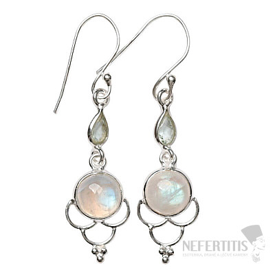 Designové náušnice měsíční kámen duhový stříbro Ag 925 E491