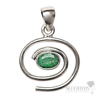 Designer pendant Indian emerald - treated silver Ag 925 P493