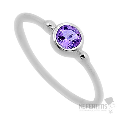 Ametyst brúsený prsteň striebro Ag 925 49424