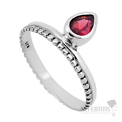 Granát broušený prsten stříbro Ag 925 49447