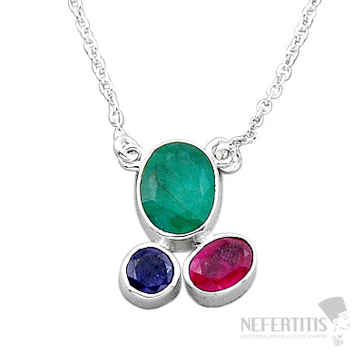 Indian emerald (treated) necklace silver Ag 925 49510