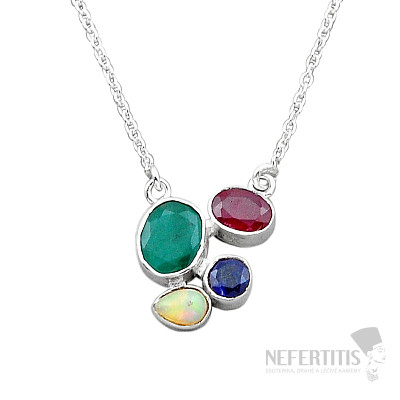 Smaragd indický (upravený) náhrdelník striebro Ag 925 49511