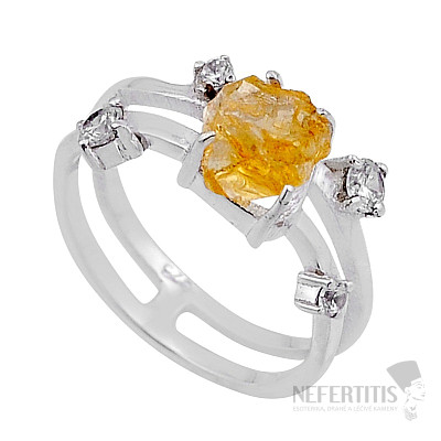 Citrine raw ring silver Ag 925 49607