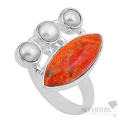 Türkis-orangefarbener Mohave-Ring, Silber Ag 925 49948