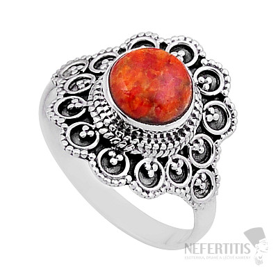 Türkis-orangefarbener Mohave-Ring, Silber Ag 925 49965