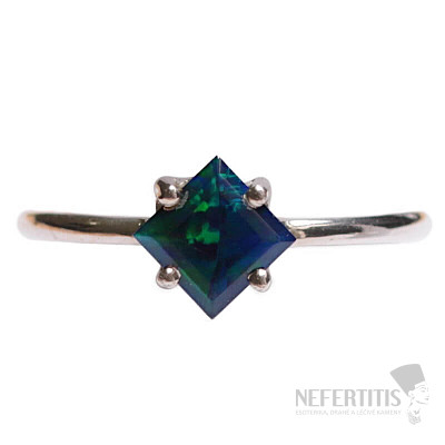 Schwarzer äthiopischer Opal-Schliffring, Silber Ag 925 LOT5