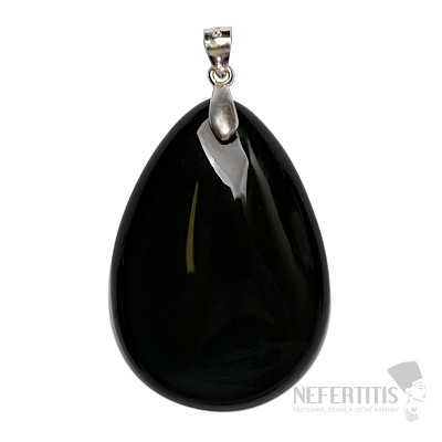 Obsidián čierny nebeské oko prívesok striebro Ag 925 č. 5