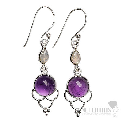 Dizajnové náušnice s ametystom striebro Ag 925 E508