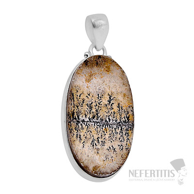 Psilomelan dendritické prívesok striebro Ag 925 51149