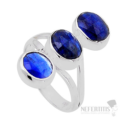 Kyanit modrý broušený prsten stříbro Ag 925 51213