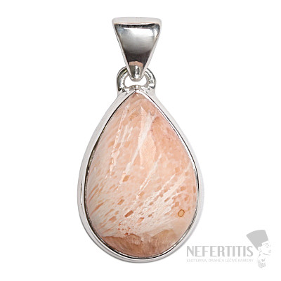 Scolecite salmon pendant silver Ag 925 P513