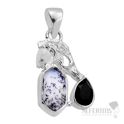 Opál dendritické prívesok striebro Ag 925 51387