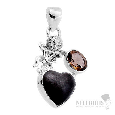 Obsidian gold pendant silver Ag 925 51495