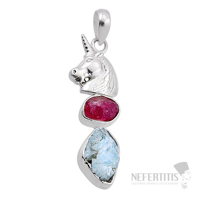 Akvamarín surový prívesok striebro Ag 925 51516