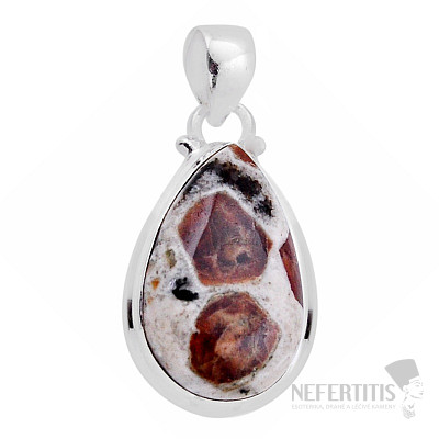 Spessartin in limestone pendant silver Ag 925 51589