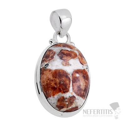 Spessartin vo vápenci prívesok striebro Ag 925 51599