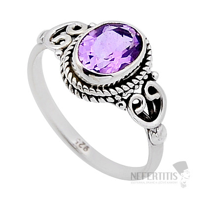 Ametyst broušený prsten stříbro Ag 925 52669