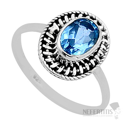 Topaz modrý prsteň striebro Ag 925 52684