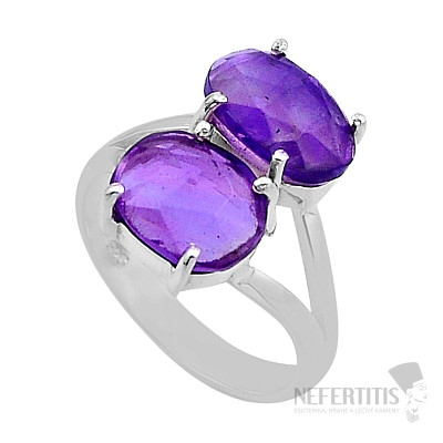 Ametyst broušený prsten stříbro Ag 925 52851