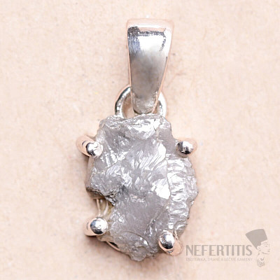 Diamond natural raw pendant silver Ag 925 LOT53