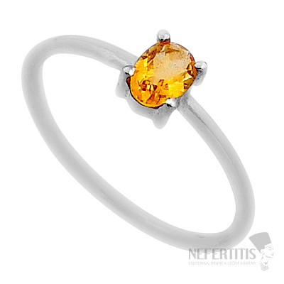 Citrín brúsený prsteň striebro Ag 925 53103