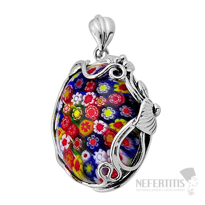 Murano glass multicolor pendant silver Ag 925 53430