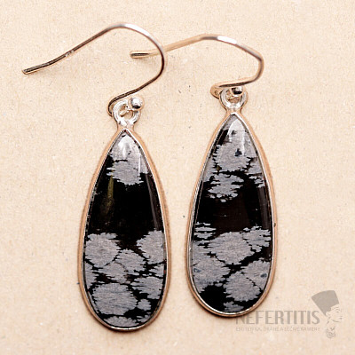 Obsidian flake earrings silver Ag 925 53666