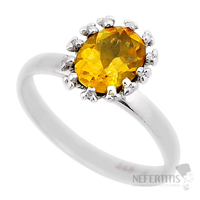 Citrín brúsený prsteň striebro Ag 925 53912