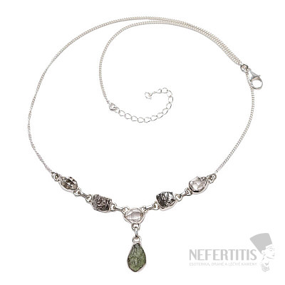 Vltavín, Herkimer diamant a meteorit náhrdelník striebro Ag 925 N54
