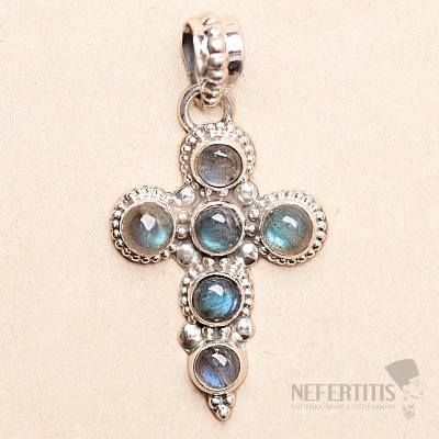 Labradorit prívesok kríž striebro Ag 925 54117