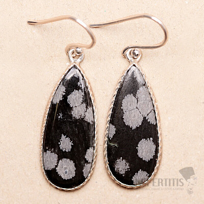 Obsidián vločkový náušnice stříbro Ag 925 53626