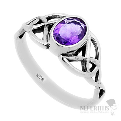 Ametyst broušený prsten stříbro Ag 925 54756