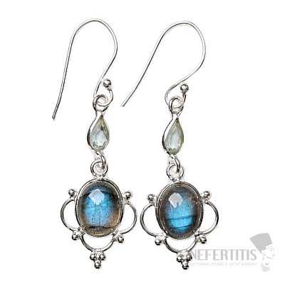 Designové náušnice labradorit stříbro Ag 925 E549