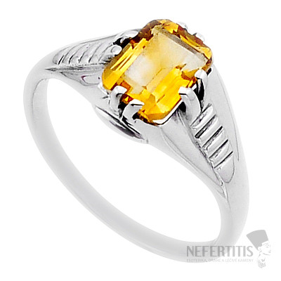Citrín brúsený prsteň striebro Ag 925 54931