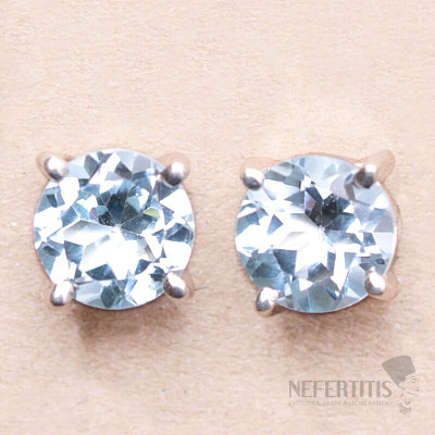 Topaz modrý brúsený náušnice kôstky striebro Ag 925 E553