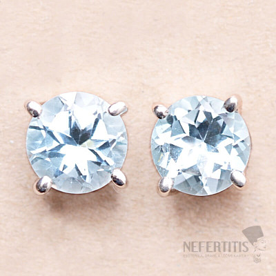 Topaz modrý brúsený náušnice kôstky striebro Ag 925 E555