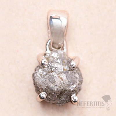 Diamant prírodný surový prívesok striebro Ag 925 LOT56