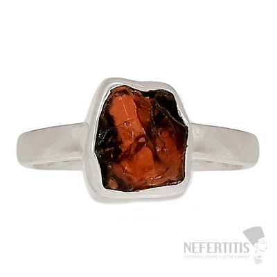 Garnet raw ring silver Ag 925 R58