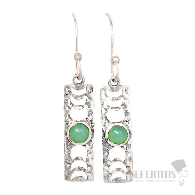 Designer-Ohrringe mit grünem Chalcedon, Silber Ag 925 E59