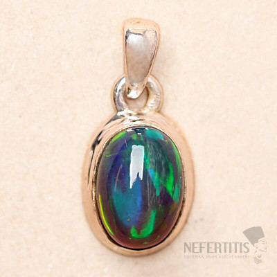 Opál černý etiopský přívěsek stříbro Ag 925 P593