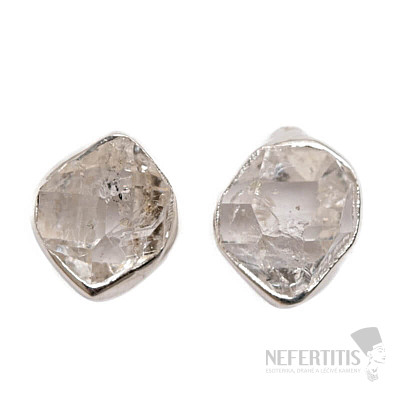 Herkimer diamant náušnice kôstky striebro Ag 925 E596