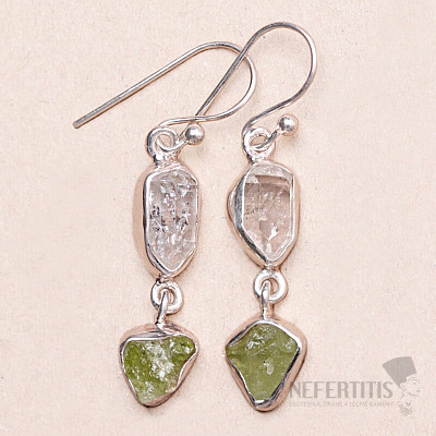 Herkimer diamant náušnice striebro Ag 925 60058