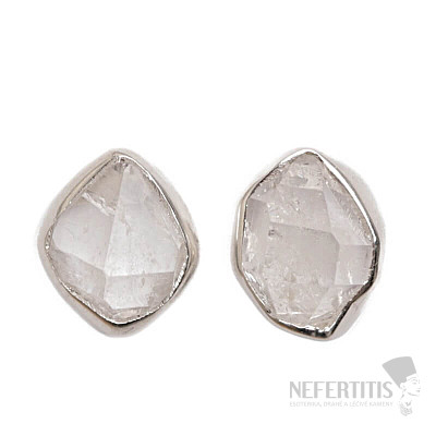 Herkimer diamond earrings stones silver Ag 925 E605
