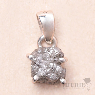 Diamant prírodný surový prívesok striebro Ag 925 KO61