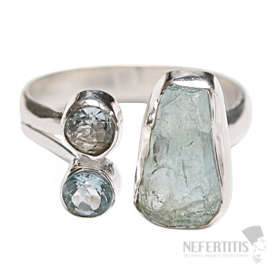 Designer ring aquamarine raw silver Ag 925 R623
