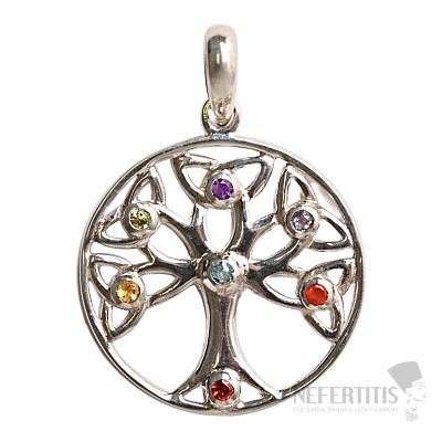 Chakra-Anhänger „Baum des Lebens“ mit Halbedelsteinen, Silber Ag 925, limitierte Kollektion L62715
