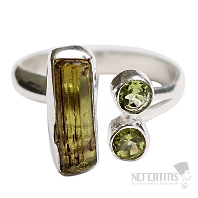 Designerring mit grünem Turmalin, Silber Ag 925 R628