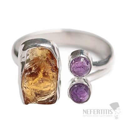 Designerring aus Citrin, Rohsilber Ag 925 R629